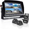 Backup Camera System with 7’’ 1080P Monitor for RV Semi Box Truck Trailer Camper， 4 Split Screen Quad View HD DVR Record Monitor + IP69 Waterproof Night Vision Rear Side View Camera Avoid Blind Spot