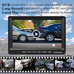 Backup Camera System with 7’’ 1080P Monitor for RV Semi Box Truck Trailer Camper， 4 Split Screen Quad View HD DVR Record Monitor + IP69 Waterproof Night Vision Rear Side View Camera Avoid Blind Spot