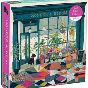 Galison Wonder & Bloom Puzzle, 500 Pieces, 20”x20” – Brightly Colored Scene of a Welcoming Local Plant Shop – Challenging, Perfect for Family Fun, Multicolor