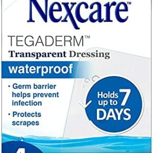 Nexcare Tegaderm Transparent Dressings 4 Inches X 4-3/4 Inches 4 Each (Pack of 5)