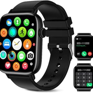 Smart Watch for Women Men (Answer/Make Calls), 1.9 Smartwatch Fitness Tracker for Android iPhone, Waterproof Sport Digital Watches, Blood Pressure Heart Rate Monitor Step Counter Sleep Tracker-Black