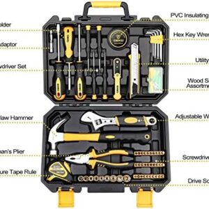 DEKOPRO 100 Piece Tool Set，General Household Hand Tool Kit，with Plastic Toolbox Storage Case for Handyman，Home Maintenance