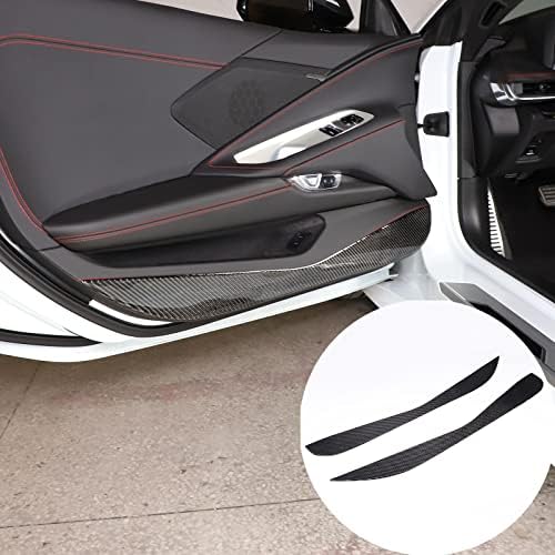 CHEAYAR Soft 3D Real Carbon Fiber Car Interior Door Panel Trim Anti Kick Kit Compatible with Corvette C8 Stingray Z06 Z51 2020 2021 2022 2023 Interior Decoration Accessories (Black) - Image 4