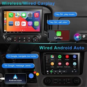 WOWiViD Car Stereo Radio Android 12 for Chevy Silverado GMC Sierra Buick Enclave 2007-2012， 8IPS Touch Screen Car Radio Build-in GPS Wireless CarPlay/Wired Android Auto， 2G+32G， Backup Camera/DSP/SWC