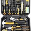 DEKOPRO 100 Piece Tool Set，General Household Hand Tool Kit，with Plastic Toolbox Storage Case for Handyman，Home Maintenance