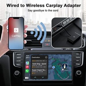 Wireless CarPlay Adapter for iPhone， Wireless CarPlay Dongle Convert Factory Wired CarPlay to Wireless CarPlay， Compatible for Audi/Volvo/Porsche/Benz/Ford， 5Ghz WiFi Auto-Connect， Support iOS 13+