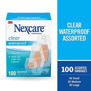 Nexcare Waterproof Bandages Assorted Sizes - 100 ct， Pack of 6