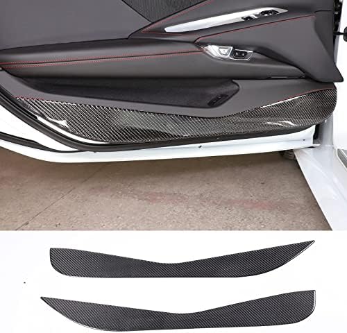 CHEAYAR Soft 3D Real Carbon Fiber Car Interior Door Panel Trim Anti Kick Kit Compatible with Corvette C8 Stingray Z06 Z51 2020 2021 2022 2023 Interior Decoration Accessories (Black) - Image 3