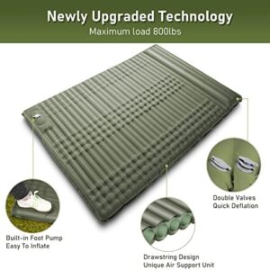 Elegear Double Sleeping Pad for Camping, 4 Ultra-Thick Self Inflating Camping Pad 2 Person with Pillow Built-in Foot Pump Camping Sleeping Mat for Backpacking, Hiking, Portable Camping Pad