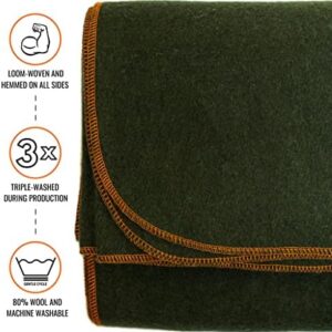 Arcturus Military Wool Blanket - 4.5 lbs, Warm, Thick, Washable, Large 64 x 88 - Great for Camping, Outdoors, Sporting Events, and Survival Kits