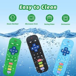 Fu Store 3-Pack Silicone Teething Toys for Infant Toddlers， Remote Control Shape Teethers for Babies Chew Toys， Relief Soothe Babies Gums Set， BPA Free/Freezable/Dishwasher and Refrigerator Safe
