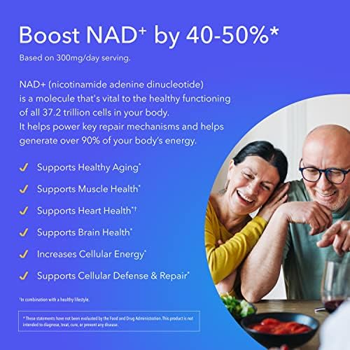 Multi Award Winning Patented NAD+ Boosting Supplement Nicotinamide Riboside for Healthy Aging, Cellular Energy, Heart, Brain,& Muscle Repair FDA Safety-Reviewed - 90ct/300mg (90 Servings) Made in - Image 2