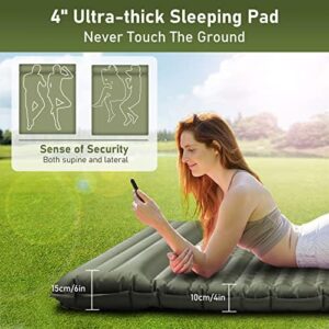Elegear Double Sleeping Pad for Camping, 4 Ultra-Thick Self Inflating Camping Pad 2 Person with Pillow Built-in Foot Pump Camping Sleeping Mat for Backpacking, Hiking, Portable Camping Pad