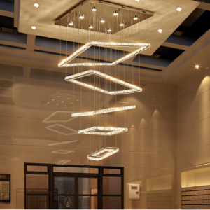 LED crystal stair chandelier hall villa Living Room spiral pendant lamp Light
