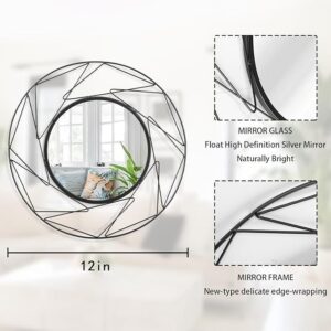 Round Wall Art Mirror Decor Black Circular Mirror for Home Décor, Accent Mirror Small Wall Circle for Wall Metal Frame Make up Mirror for Entryway Living Room, Bedroom, Bathroom Decorative