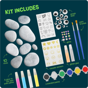 Kids Rock Painting Kit Glow in the Dark- Arts & Crafts Gifts for kids Ages 4-12