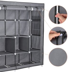 Portable Fabric Closet Wardrobe Roll-Up Door Clothes Rack Storage Organizer New