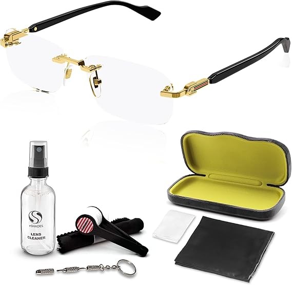 Gucci GG1221O Designer Fashion Eyeglasses Stylish Vintage Rimless Frame Eyewear with Luxury eSHADES Kit - Embrace Sophistication and Elegance