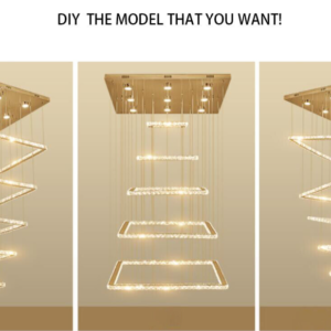 LED crystal stair chandelier hall villa Living Room spiral pendant lamp Light