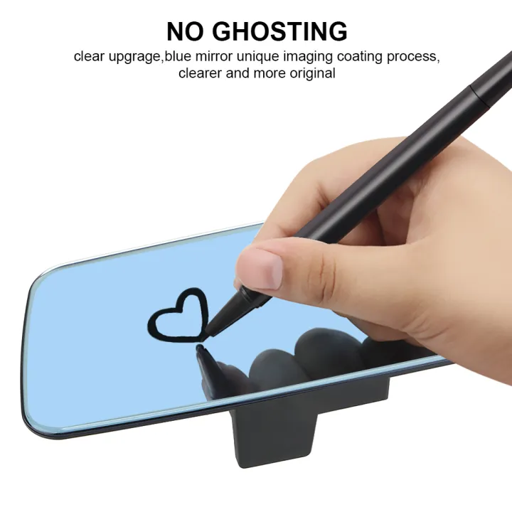 Baby Rearview Mirror 3000R Micro Curvature Lens Car Interior Rear View Mirror 2.5D Full Creen HD Glass Anti-glare Wide-angle Blue Frameless Mirror - Image 3