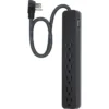 GE Pro 15-Amp Grounded 6-Outlet Surge Protector with 2 ft. Braided Extension Cord, Black
