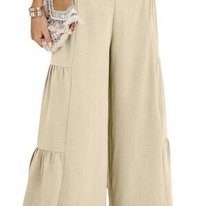 Pretty Garden Womens Elastic High Waist Wide Leg Palazzo Pants