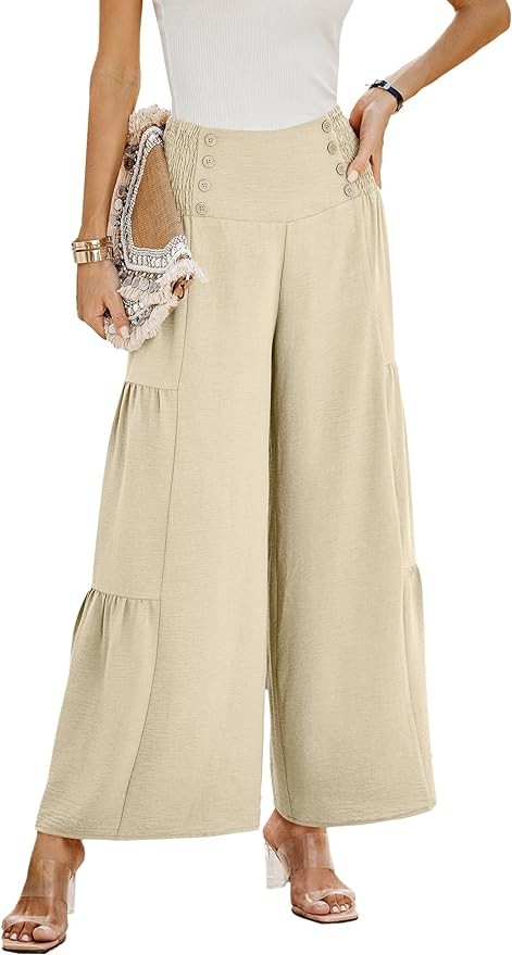 Pretty Garden Womens Elastic High Waist Wide Leg Palazzo Pants - Image 3