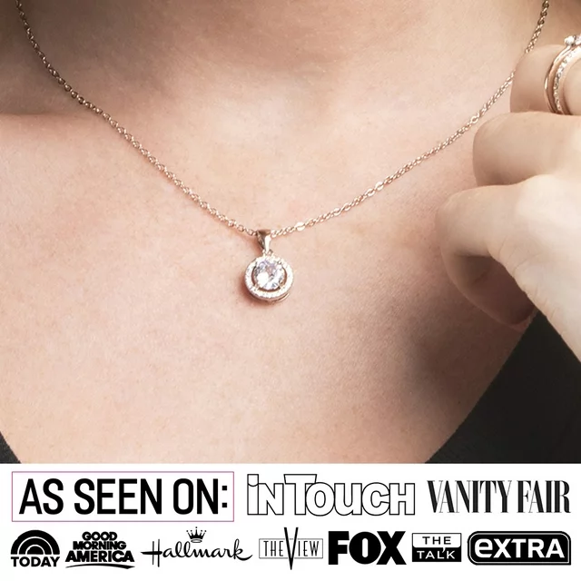 Cate & Chloe Blake 18k White Gold Plated Silver Halo Necklace | CZ Crystal Necklace for Women, Gift for Her - Image 3