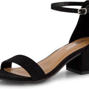 CUSHIONAIRE Women's Alba one band mid block heel sandal +Memory Foam, Wide Widths Available