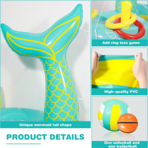 Max Fun Pool Floats Toys Game Set Floating Basketball Hoop Inflatable Ring Toss