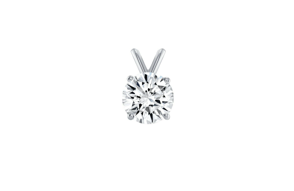1 Ct Round Solid 14K White Gold Simulated Diamond Solitaire Pendant Necklace 18 - Image 2