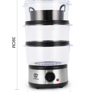 New Electric 3 Tier Food Vegetable Steamer Fish Slow Cooker 7.5L With Rice Bowl