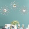 3 Pack Metal Mirrors for Wall Sunburst Wall Mirrors Home Décor Decorative Hanging Wall Art for Living Room Bedroom Entryway