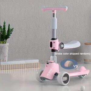 Kids Scooter With Foldable/Detachable Seat - 4 Height Adjustable 3 Wheels Toddler Scooter For Boys & Girls