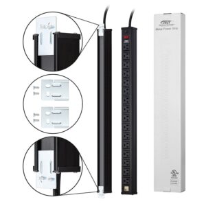 Power Strip Tower Surge Protector Power Strip with USB 12 Outlets with 4 USB Ports (1 USB C), Flat Plug 6.5FT Extension Cord Multi Plug Outlet Extender Overload Protection for Home Office