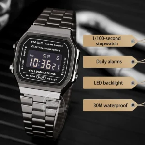 Casio Watch Small Square Classic Gold Watch Men's Set Brand Luxury LED Number 30m Waterproof Quartz Men's Military Wrist Watch