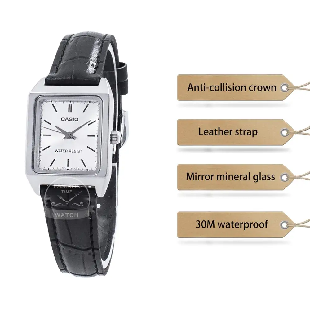 Casio Watch women Luxury Brand Analog Leather Square dial Women's Wrist Watch Female Quartz Clock Relogio Mulher LTP-V007 - Image 2