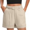FUNYYZO Women Linen Wide Leg Shorts Summer Casual Comfy Long Walk Short