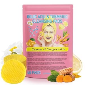 Turmeric Koji Acid Cleansing Pads with Vitamin B5, Vitamin C, for Face Dark Spots, Exfoliating-40PCS