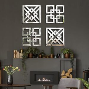 QMDECOR Square Mirrored Wall Decor Decorative Mirror 12x12 inches Modern Fashion DIY Silver Wall-Mounted Mirrors Visit the QMDECOR Store