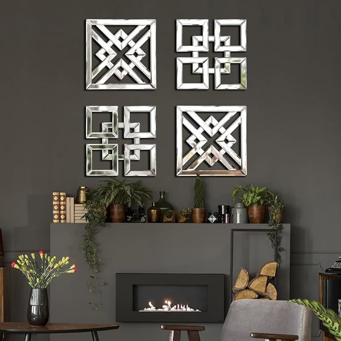 QMDECOR Square Mirrored Wall Decor Decorative Mirror 12x12 inches Modern Fashion DIY Silver Wall-Mounted Mirrors Visit the QMDECOR Store - Image 3