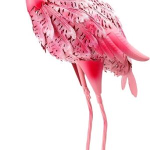 QNGCOLRCY Garden Statues Flamingo Sculptures Metal Yard Art, Pink Bird Art Outdoor Backyard Decor Patio Lawn Porch Ornament Flamingo Yard Decoration (Pink with White)