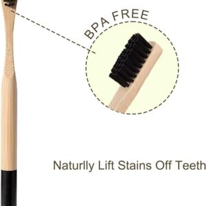 Bamboo Toothbrush for Adult 10pcs, Biodegradable Eco-Friendly Natural Organic Bamboo Charcoal Toothbrushes Soft Bristles (Multi-Color 10 Pack)