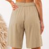 luvamia Bermuda Shorts for Women High Waisted Linen Dressy Casual Pleated Wide Leg Summer Shorts with Elastic Waist