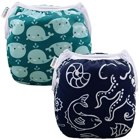 ALVABABY Mother's Day Swim Diapers 2pcs Baby & Toddler Snap One Size Reusable Adjustable Baby Boys' Swim Diapers for Swimming Lessons SW18-21 - Image 2