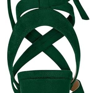 Allegra K Women's Crisscross Chunky Heel Lace Ups Sandals