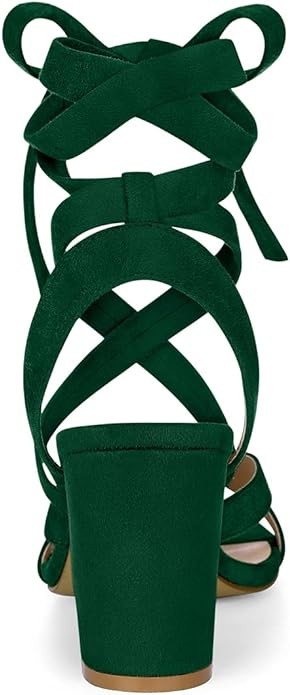 Allegra K Women's Crisscross Chunky Heel Lace Ups Sandals - Image 3