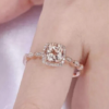 2.20Ct Round Cut Simulated Morganite Halo Engagement Ring 14K Rose Gold Plated