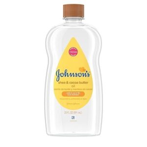 Johnson's Baby Oil, Mineral Oil Enriched with Shea & Cocoa Butter to Prevent Moisture Loss, Hypoallergenic, 20 fl. oz