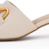 Coutgo Women's Slide Sandals Square Open Toe Slip on Comfortable Mules Block Low Heel Metal Chain Dressy Shoes
